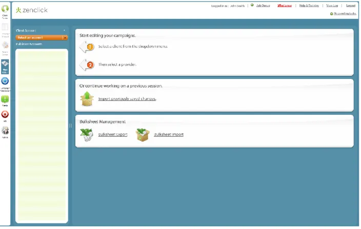 Figure 1 - Click Bulksheet Export to begin. No need to select an account or provider. 