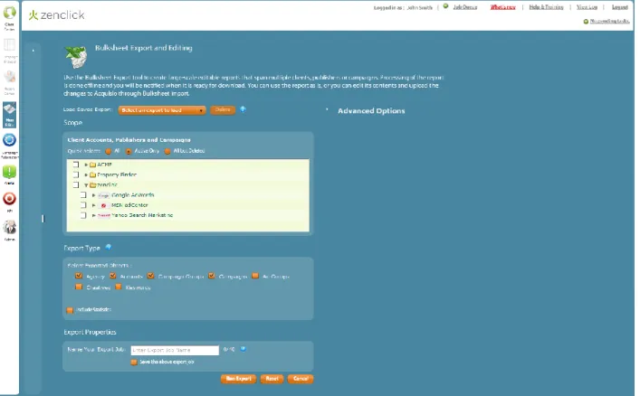 Figure 2 - The Bulksheet Export screen contains many options to customize your export file