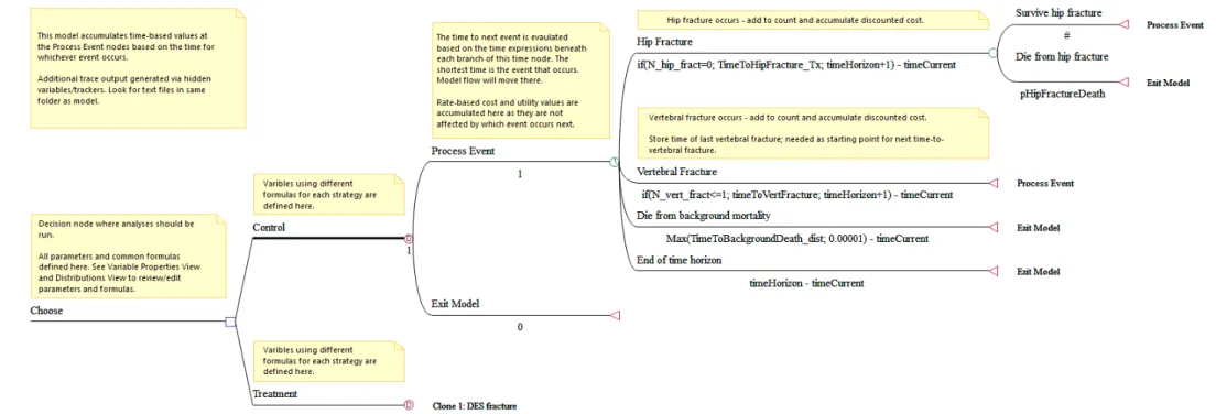 Figure 2: Structure for DES implemented in TreeAge Pro