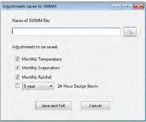 Figure 5  Dialog Box Used to Save Adjustments to SWMM 