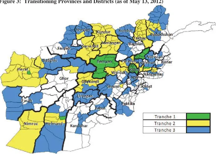 Figure 3:  Transitioning Provinces and Districts (as of May 13, 2012)  