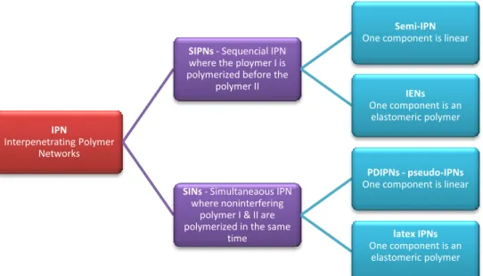 Figure 1.4 - Classification of IPNs. 