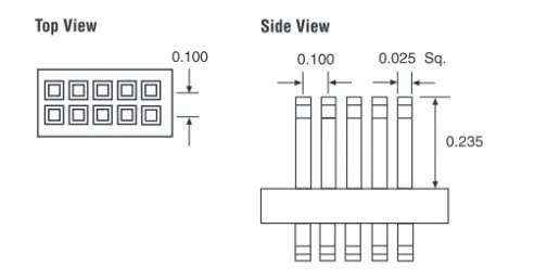 Figure 3. 10-Pin Male Header Dimensions Dimensions are shown in inches.