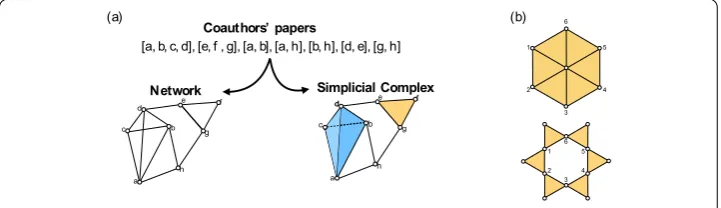 Figure 1 Simplicial complexes vs networks. The ﬁgure shows the advantages of the simplicial comparedto a network approach
