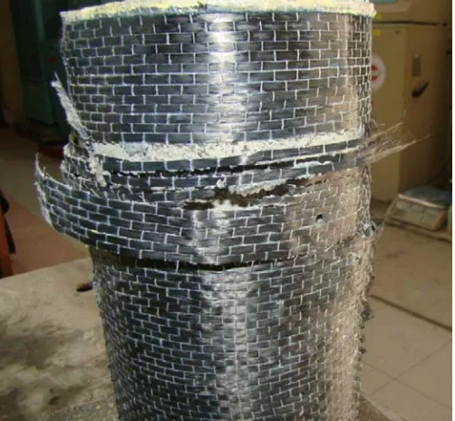 Figure 2:  Fully wrapping of CFRP to repair pre-damaged concrete specimen  