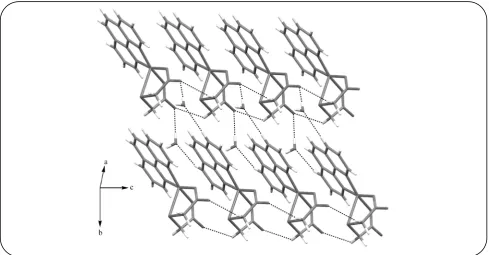 Fig. 3: Crystal packing diagram for [Cu(phen)(tda)].2H2O (1). Intermolecular interactions are shown as dashed lines.