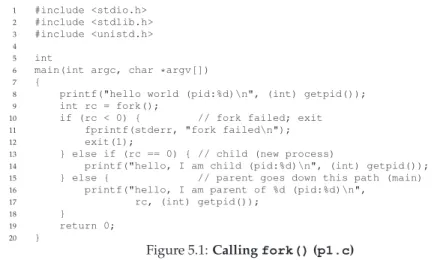 Figure 5.1: Calling fork() (p1.c)