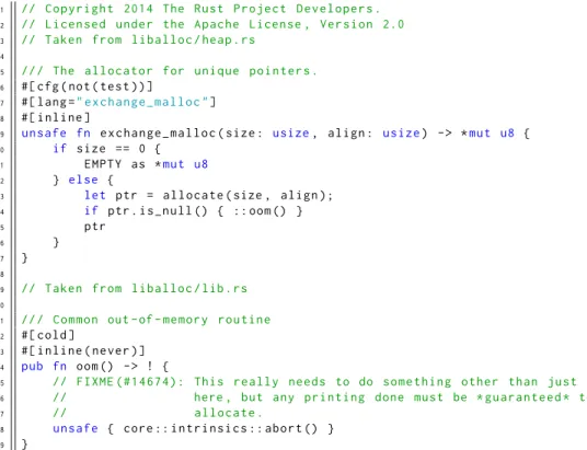 Figure 11: Rust’s liballoc code defining allocation.