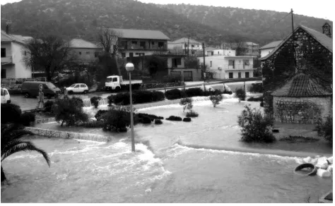 Fig. 9. Karst ﬂash ﬂood on 6 December 2004 in the upper part ofthe Marina village.