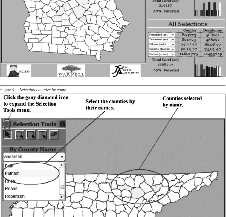 Figure 8.—Clicking either of the eraser tools will clear all counties selected by any of the selection tools