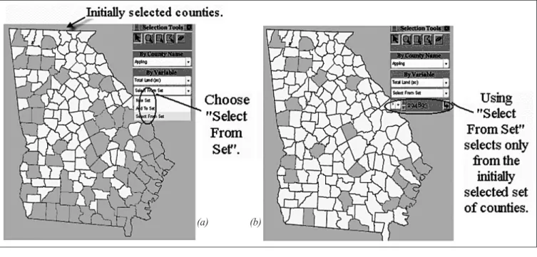 Figure 12.—In using Select From Set, the only counties tested for the threshold criteria are the ones that are already selected at the  time of test invocation.