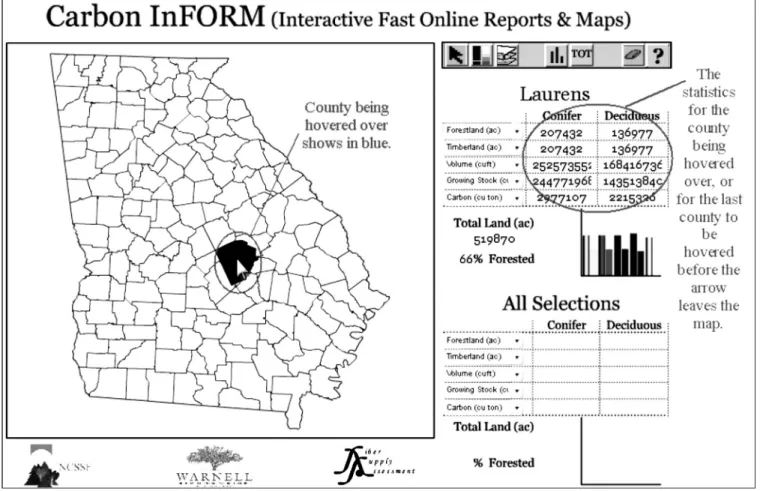 Figure 1.—Shown at the top right of the window are statistics for the county in which the cursor is hovering over