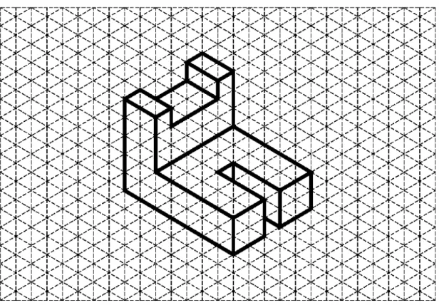 Figure 1: Isometric drawing of Aluminum Object One with 0.25” grid