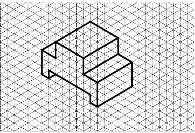 Figure 2: Isometric drawing of Brass Object One with 0.25” grid