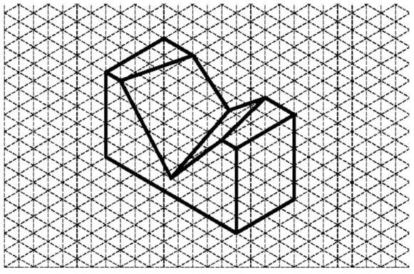 Figure 3: Isometric drawing of High Density Polyethylene Object using a 1 cm grid