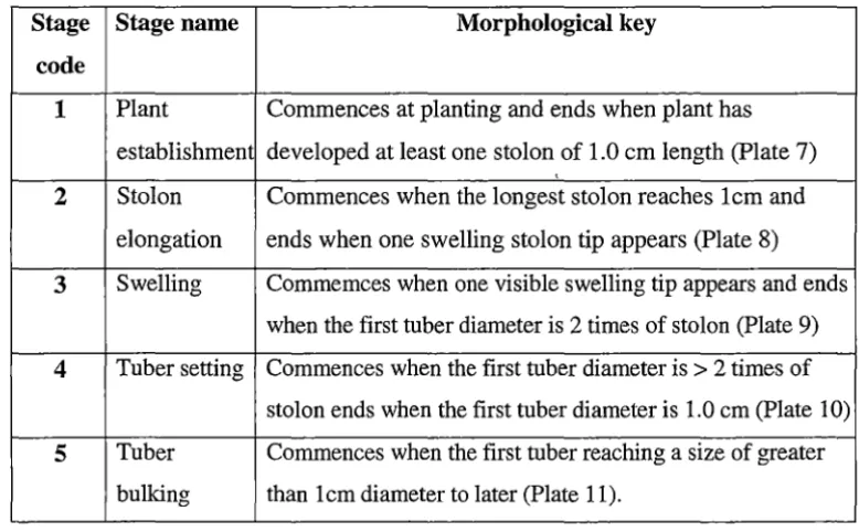Table 4. Plant level developmental stages of hydroponically grown potato plants 