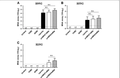 Figure 2 M2e protein induces neutralization of influenza virus in mice.(maW81/ H5N2), or (representative of three independent experiments with three replicate wells per group