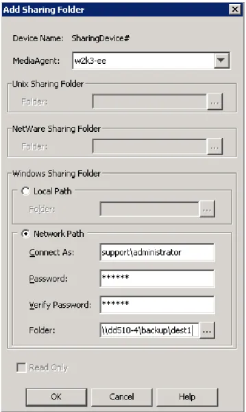 Figure 1: Add Sharing Folder Dialog Box
