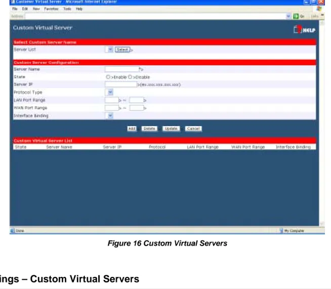 Figure 16 Custom Virtual Servers 