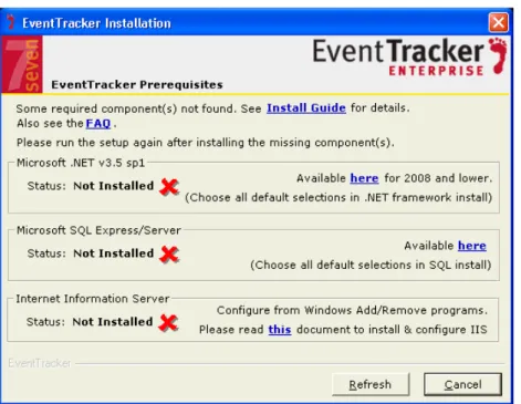 Figure 45: EventTracker Prerequisites 