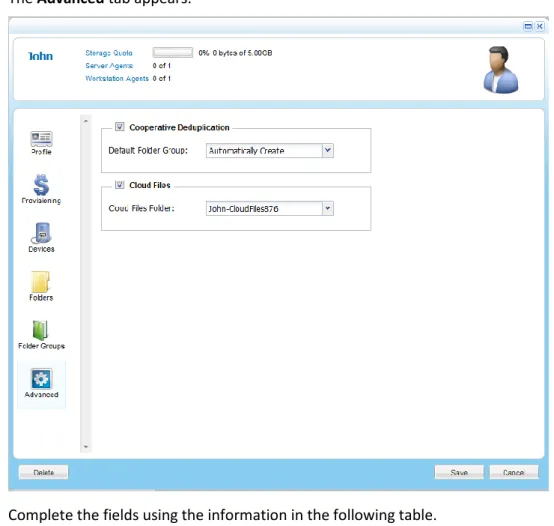 Table 13:    User Manager Advanced Fields 