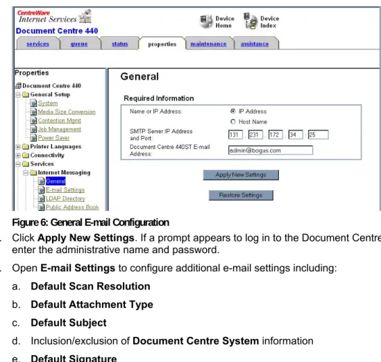 Figure 6: General E-mail Configuration 