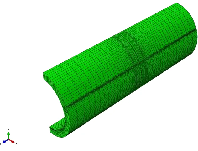 Figure 4.3. Isometric view of CC and TWC model mesh used for the analysis.  