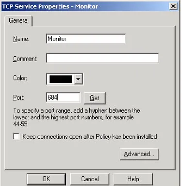 Figure 1.4  The TCP Service Properties dialog box