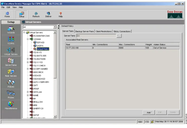 Figure 4-4 Virtual Server - Default Policy Page