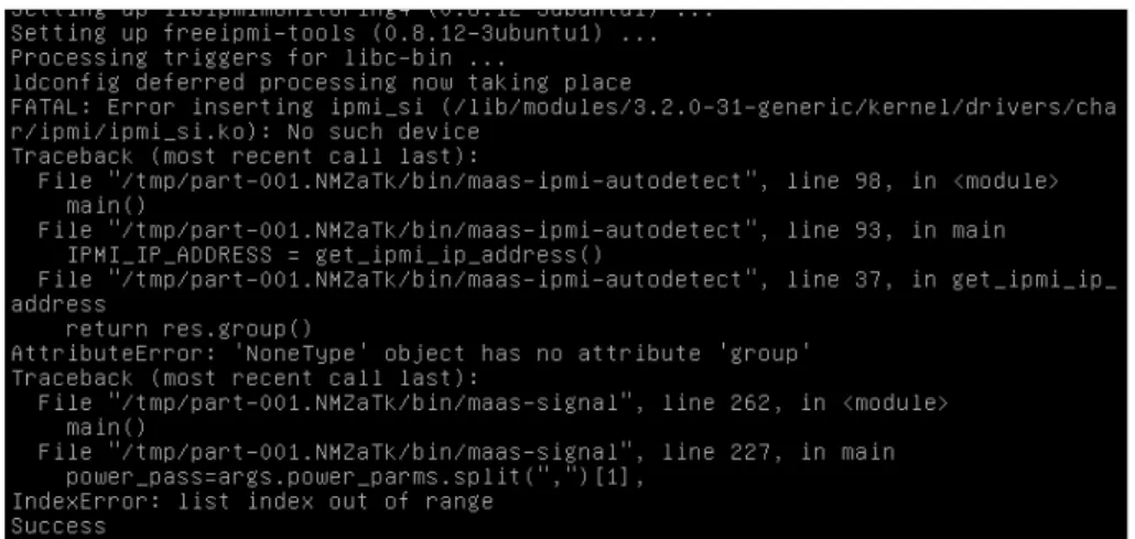 Figure 5.1: MAAS IPMI error
