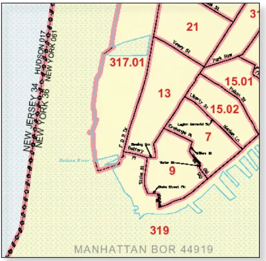 Figure 1: Portion of Census Tract Outline Map—New York County, NY 