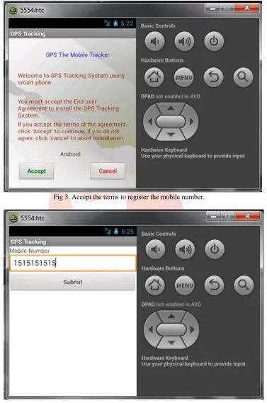 Fig 4.Registering the mobile number. 