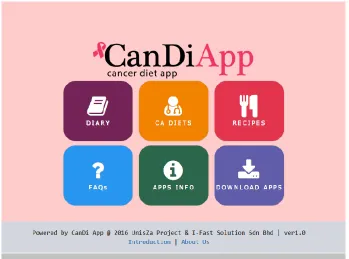 Figure 1: Screenshot of CanDiTM(inclusion into Google Playstore is in process  App from the website – hence the “Download Apps” button) 