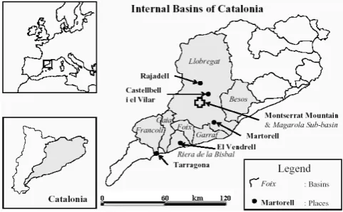 Fig. 1. Catalonia (Spain) internal basins (from Llasat et al., 2003).