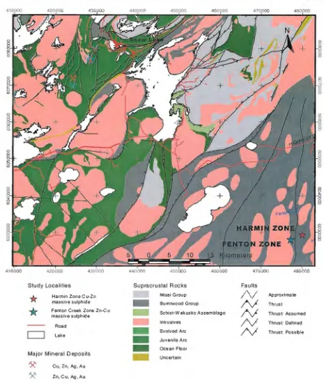 Figure 3.2 Local geology of Fenton Creek zone (modified after data from Natmap Shield Margin ProjectWorking Group, 1998)