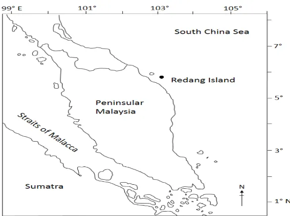 Figure 1. Location of Redang Island sampling site (N 5º46’, E 103º02’).