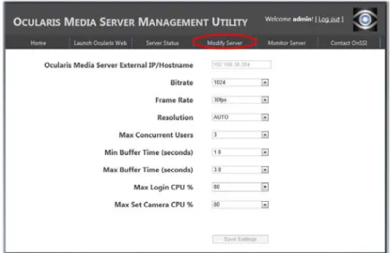 Figure 9 Modify Server Tab 