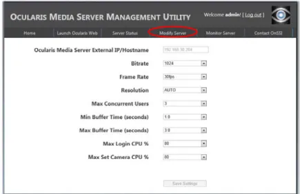 Figure 9 Modify Server Tab 
