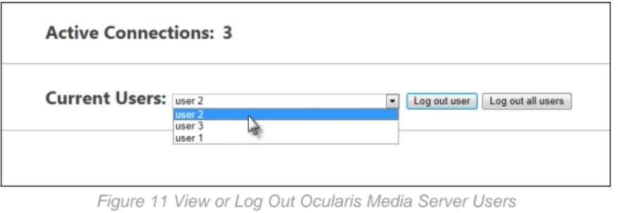 Figure 11 View or Log Out Ocularis Media Server Users 