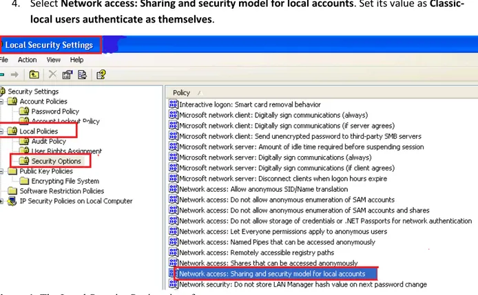 Figure 1: The Local Security Settings interface. 