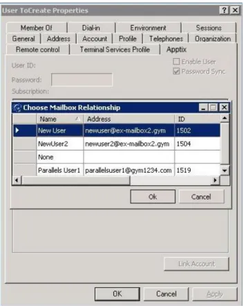 Figure	
  9:	
  User	
  Properties	
  -­‐	
  Choose	
  Mailbox	
  Relationship	
  