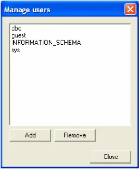 Figure 2-11:  Example of Manage users on a SQL database