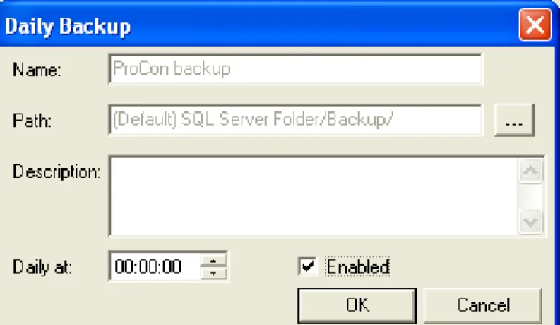 Figure 2-13:  Example of Daily Backup on a SQL database