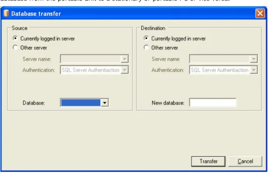 Figure 2-7:  Example of SQL server database transfer