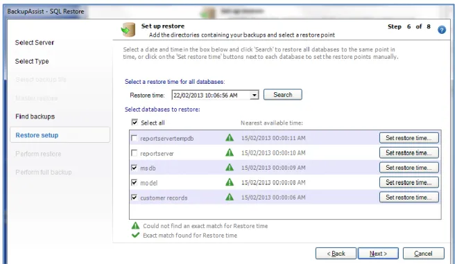 Figure 6: SQL Restore – backup selection 