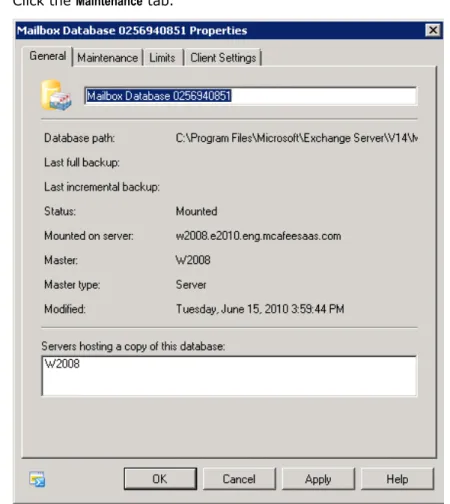 Figure 2-8  Mailbox Database Properties