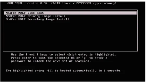 Figure 6-1  McAfee DLP GRUB boot menu