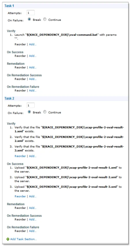 Figure 7-1: SCAP Task Sections