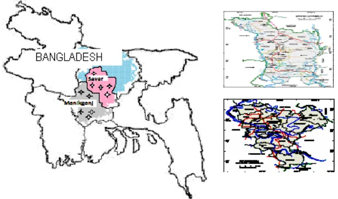 Figure 1: Map showing sampling sites at Savar and ManikganjFigure 1: Map showing sampling sites at Savar and Manikganj 