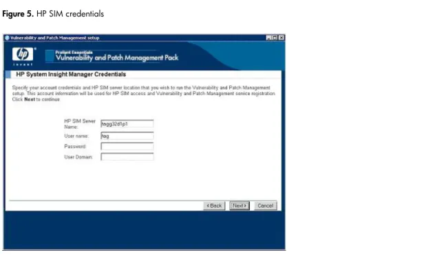 Figure 5. HP SIM credentials 